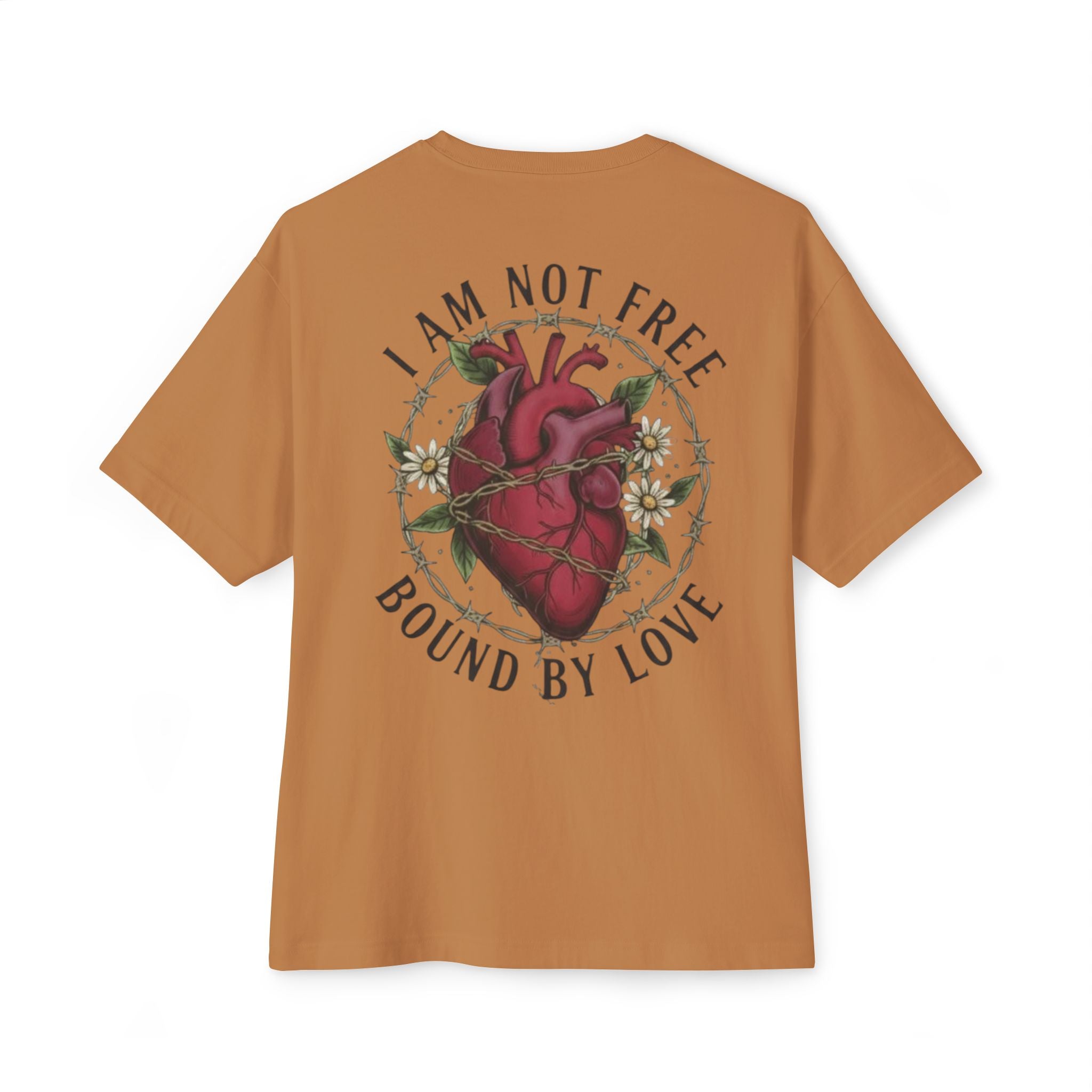 Oversized boxy graphic t-shirt anatomical heart I Am Not Free Bound by Love RollaRoyal